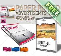 indesign画册模板：InDesign Magazine Paper Ripped Ad v.2 8 Styles